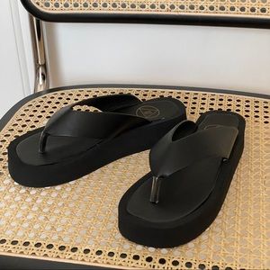Missguided Platform Faux Leather Flip Flops